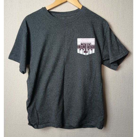 Champion Tops - Champion Texas A&M Aggies T-Shirt Pocket‎ Tee Heather Gray Size Medium K
